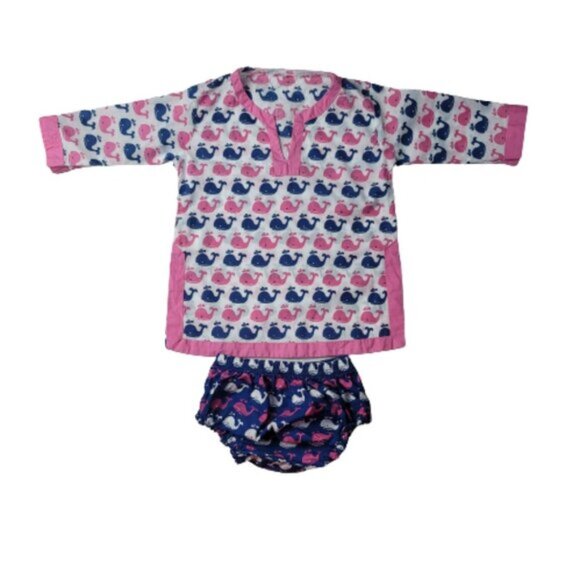 Pottery Barn Whale Swimsuit Tunic & Diaper Cover - Picture 1 of 10